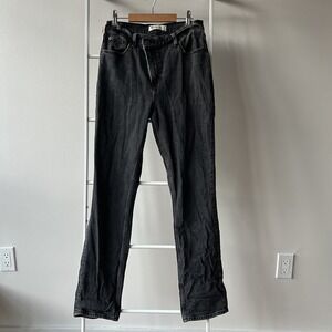 ABERCROMBIE & FITCH 90s Straight Ultra High Rise Sz 27/4R Black Jeans CrissCross